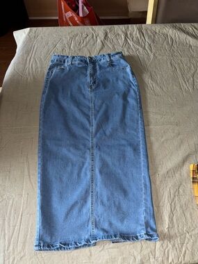 Unbranded Light Blue Straight Maxi Denim Skirt very stretchy